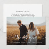 Elegantes Script Foto Hochzeit Dankeschön Karte (Vorne/Hinten)