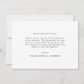 Elegantes Script Foto Hochzeit Dankeschön Karte (Rückseite)