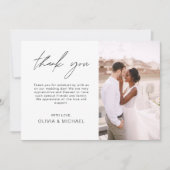 Elegantes Script Foto Hochzeit Dankeschön Karte (Vorderseite)