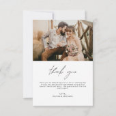 Elegantes Script Foto Hochzeit Dankeschön Karte (Rückseite)