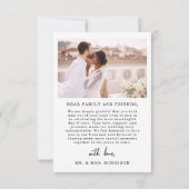 Elegantes Script Foto Hochzeit Dankeschön Karte (Rückseite)