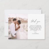 Elegantes Script Foto Hochzeit Dankeschön Karte (Rückseite)