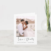 Elegantes Script Foto Hochzeit Dankeschön Karte (Vorderseite)