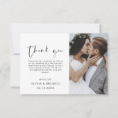Elegantes Script Foto Hochzeit Dankeschön Karte (Vorderseite)