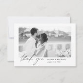Elegantes Script Foto Hochzeit Dankeschön Karte (Vorderseite)