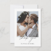 Elegantes Script Foto Hochzeit Dankeschön Karte (Vorderseite)