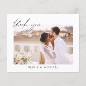 Elegantes Script Foto Hochzeit Dankeschön Karte (Vorderseite)
