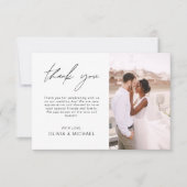 Elegantes Script Foto Hochzeit Dankeschön Karte (Vorderseite)
