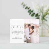 Elegantes Script Foto Hochzeit Dankeschön Karte (Stehend Vorderseite)