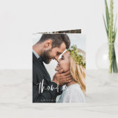 Elegantes Script Foto Hochzeit Dankeschön Karte (Vorderseite)