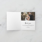 Elegantes Script Foto Hochzeit Dankeschön Karte (Innenseite)
