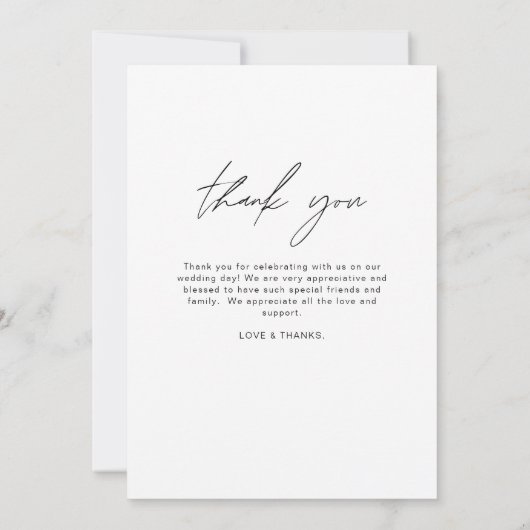 Elegantes Script Foto Hochzeit Dankeschön Karte (Rückseite)
