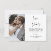 Elegantes Script Foto Hochzeit Dankeschön Karte (Vorderseite)