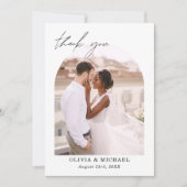 Elegantes Script Foto Hochzeit Dankeschön Karte (Vorderseite)