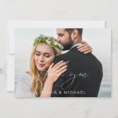 Elegantes Script Foto Hochzeit Dankeschön Karte (Vorderseite)