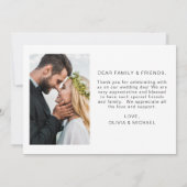 Elegantes Script Foto Hochzeit Dankeschön Karte (Rückseite)
