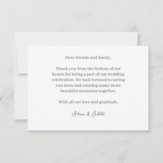 Elegantes Script Foto Hochzeit Dankeschön Karte (Rückseite)
