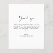 Elegantes Script Foto Hochzeit Dankeschön Karte (Rückseite)