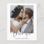Elegantes Script Foto Hochzeit Dankeschön Karte (Vorderseite)