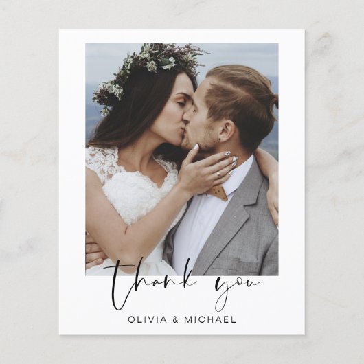 Elegantes Script Foto Hochzeit Dankeschön Karte (Vorderseite)