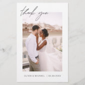 Elegantes Script Foto Hochzeit Dankeschön Karte (Vorderseite)
