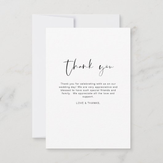 Elegantes Script Foto Hochzeit Dankeschön Karte (Rückseite)
