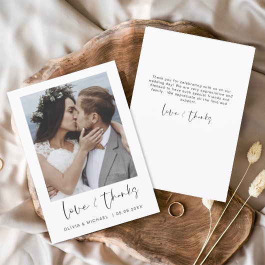 Elegantes Script Foto Hochzeit Dankeschön Karte