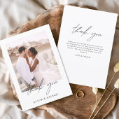 Elegantes Script Foto Hochzeit Dankeschön Karte