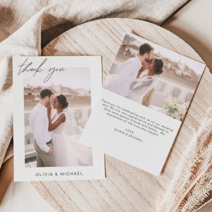 Elegantes Script Foto Hochzeit Dankeschön Karte