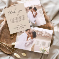 Elegantes Script Foto Hochzeit Dankeschön Karte