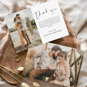 Elegantes Script Foto Hochzeit Dankeschön Karte