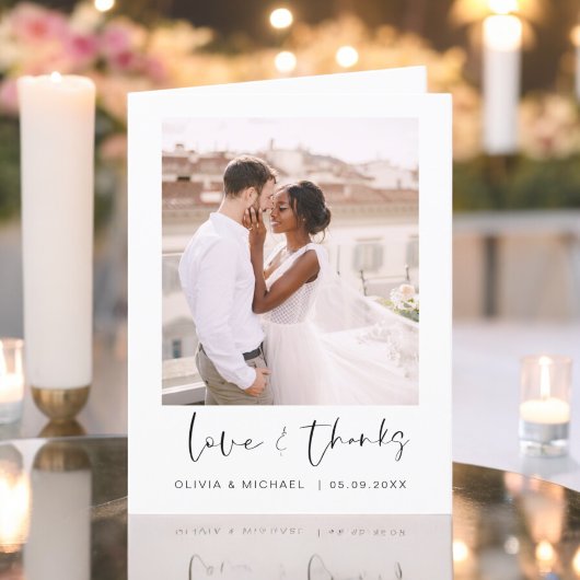 Elegantes Script Foto Hochzeit Dankeschön Karte
