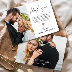 Elegantes Script Foto Hochzeit Dankeschön Karte