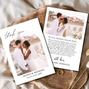 Elegantes Script Foto Hochzeit Dankeschön Karte