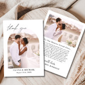 Elegantes Script Foto Hochzeit Dankeschön Karte