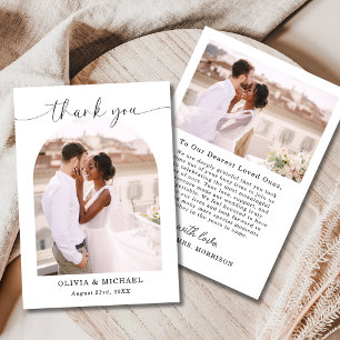 Elegantes Script Foto Hochzeit Dankeschön Karte
