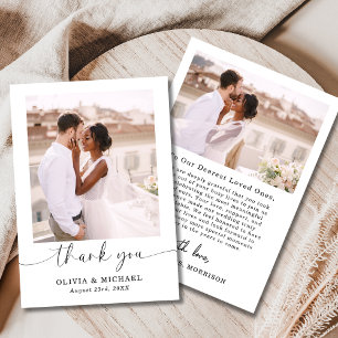 Elegantes Script Foto Hochzeit Dankeschön Karte