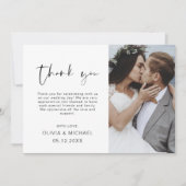 Elegantes Script Foto Hochzeit Dankeschön Karte (Vorderseite)
