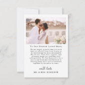 Elegantes Script Foto Hochzeit Dankeschön Karte (Rückseite)