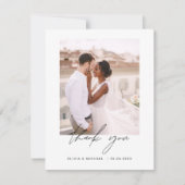 Elegantes Script Foto Hochzeit Dankeschön Karte (Vorderseite)