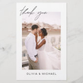 Elegantes Script Foto Hochzeit Dankeschön Karte (Vorderseite)