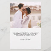 Elegantes Script Foto Hochzeit Dankeschön Karte (Rückseite)