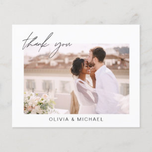 Elegantes Script Foto Hochzeit Dankeschön Karte