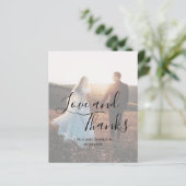 Elegantes Script Foto Hochzeit Dankeschön Karte (Stehend Vorderseite)