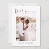 Elegantes Script Foto Hochzeit Dankeschön Karte (Vorderseite)