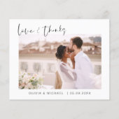 Elegantes Script Foto Hochzeit Dankeschön Karte (Vorderseite)