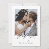 Elegantes Script Foto Hochzeit Dankeschön Karte (Vorderseite)