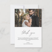 Elegantes Script Foto Hochzeit Dankeschön Karte (Rückseite)