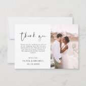 Elegantes Script Foto Hochzeit Dankeschön Karte (Vorderseite)