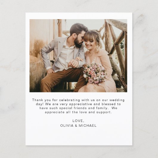 Elegantes Script Foto Hochzeit Dankeschön Karte (Rückseite)